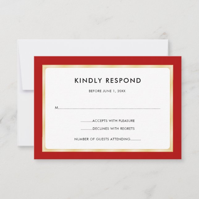 Red and Gold | RSVP Card (Front)