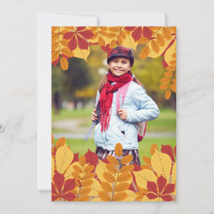 Red and Gold Rustic Leaves Photo Invitation