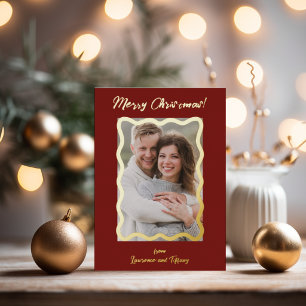 Red and Gold Scalloped Wavy Lines Frame Photo