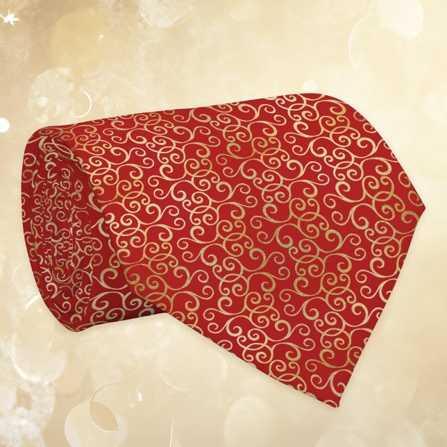 Red and Gold Scrollwork Chinese New Years Tie (Creator Uploaded)