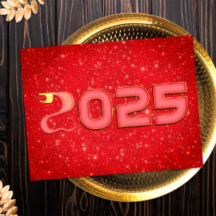 Red and Gold Snake 2025 Chinese New Year Holiday Postcard