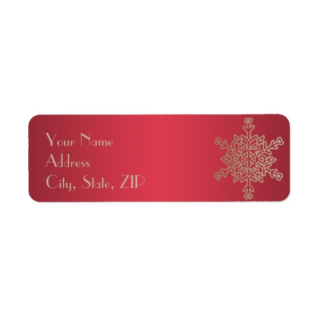 Red and Gold Snowflake Return Address (Front)