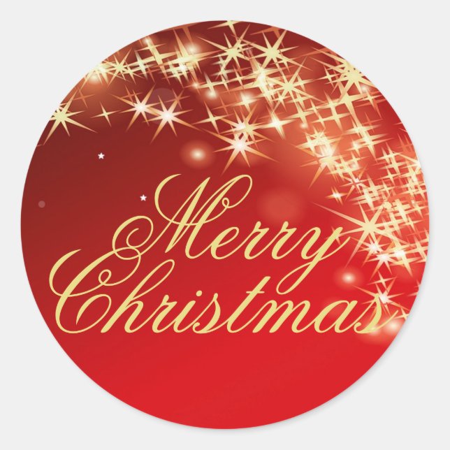Red and Gold Star Merry Christmas Envelope Seal (Front)