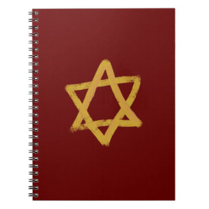Red and Gold Star of David Notebook