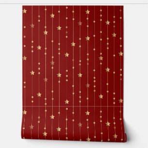 Red And Gold Stripe And Stars Decoration Pattern Wallpaper