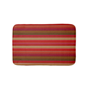 Red and Gold Stripe Bath Mat