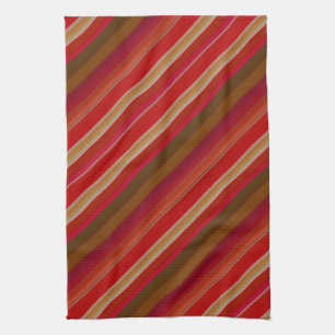 Red and Gold Stripe Tea Towel