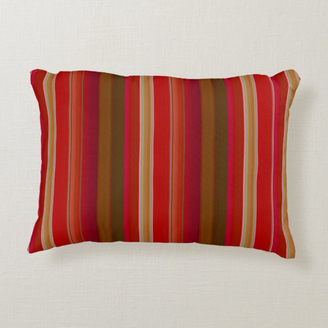 Red and Gold Stripes Decorative Cushion (Back)