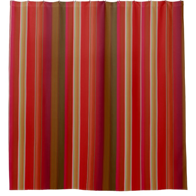 Red and Gold Stripes Shower Curtain (Front)
