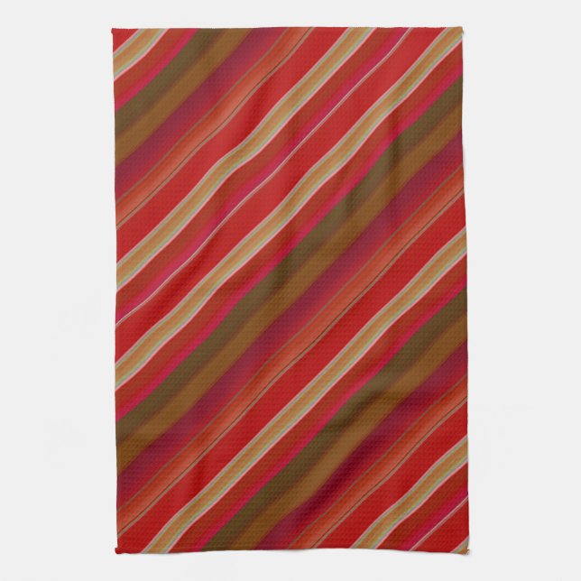 Red and Gold Stripes Tea Towel (Vertical)