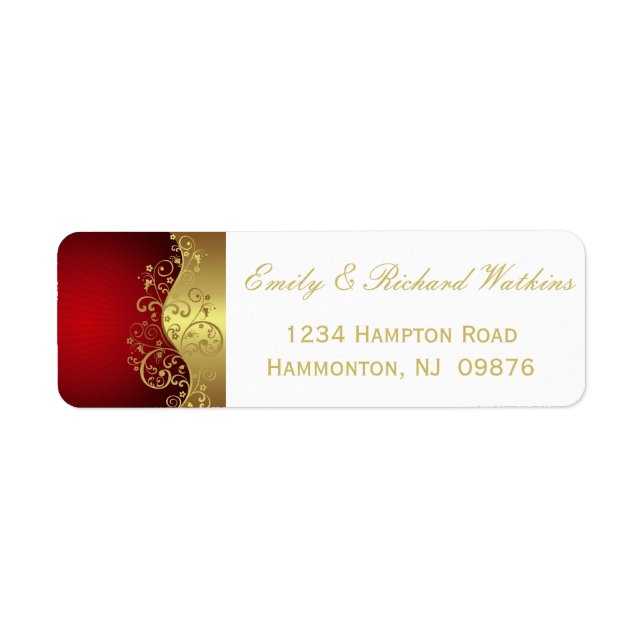Red and Gold Swirl Elegant Labels (Front)