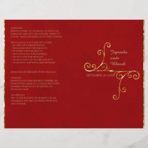Red and Gold Tassel Hindu Wedding Program