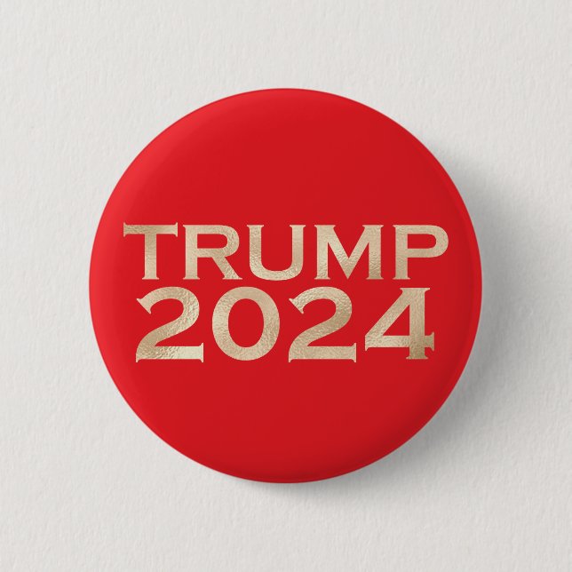 Red and Gold Trump 2024 6 Cm Round Badge (Front)