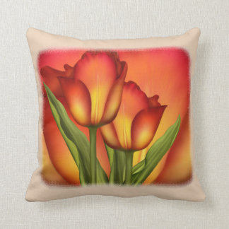 Red and Gold Tulips Cushion
