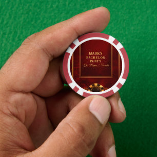 Red And Gold Vegas Casino Bachelor Party Poker Chips