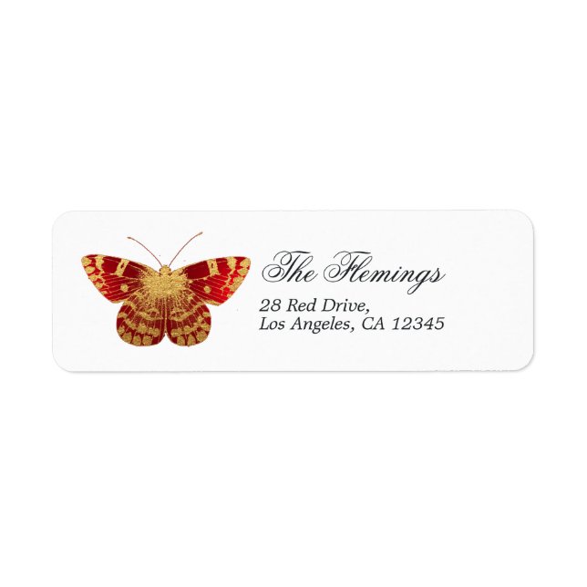 Red and Gold Vintage Butterfly (Front)