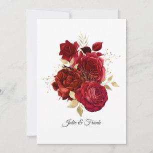 Red and Gold Vintage Roses Wedding/Engagement Announcement