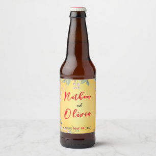 Red and Gold wedding Beer Bottle Label