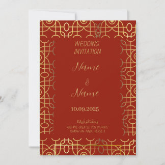 Red and gold wedding invitation