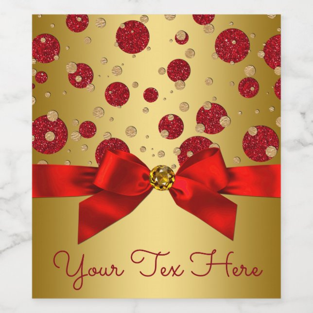 Red and Gold Wine Bottle Labels (Single Label)