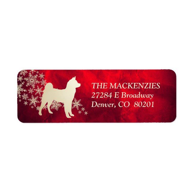Red and Gold Winter Akita Return Address (Front)