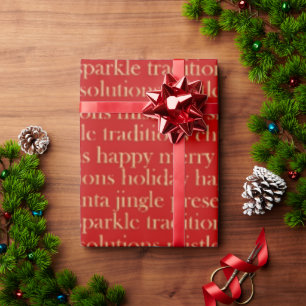 Red and Gold Word Art Christmas Wrapping Paper
