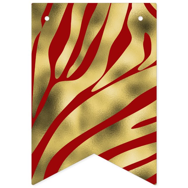 Red and Gold Zebra Bunting Flags (First Flag)
