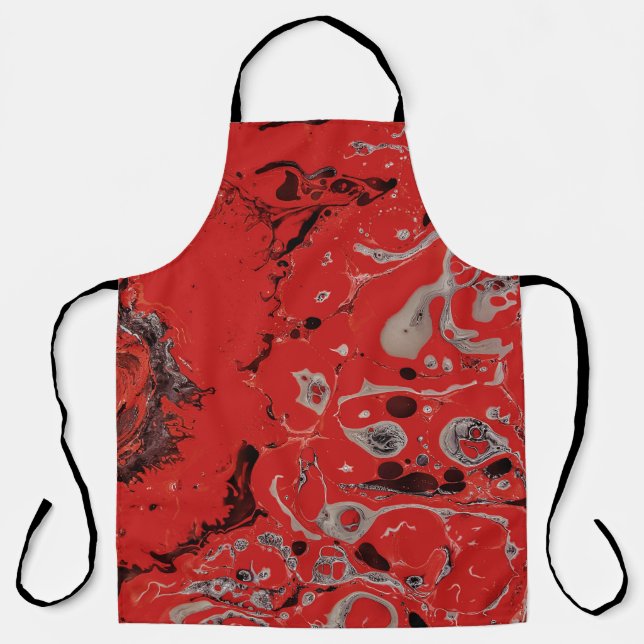 Red and gray abstract painting apron (Front)