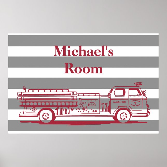 Red and Gray Fire truck custom Poster (Front)