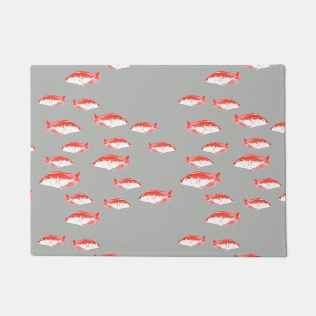 Red and gray fish doormat (Front)