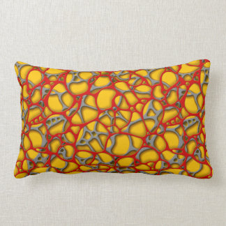 Red and gray net on a yellow background. lumbar cushion