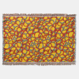 Red and gray net on a yellow background. throw blanket