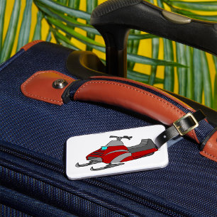 Red and Gray Snowmobile Luggage Tag