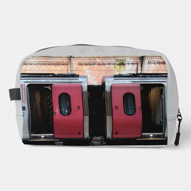 Red and gray train dopp kit (Front)