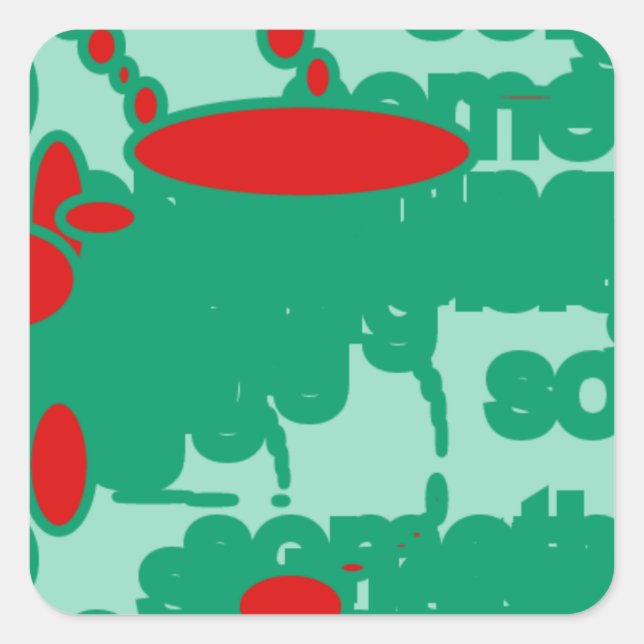 red and green 1123 abstract art square sticker (Front)