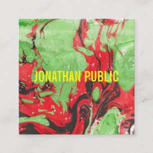 Red And Green Abstract Art Modern Elegant Template Square Business Card