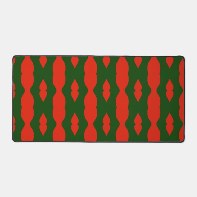 Red and green abstract pattern desk mat (Front)