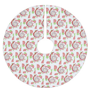 Red and Green Abstract Swirl Pattern Brushed Polyester Tree Skirt