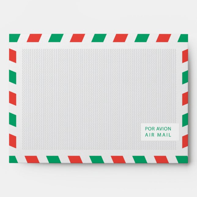 Red and Green Airmail 5x7 Envelopes (Front)