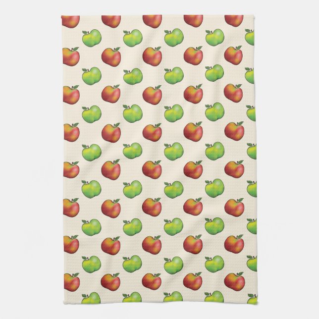 Red And Green Apple Fruits Pattern Tea Towel (Vertical)