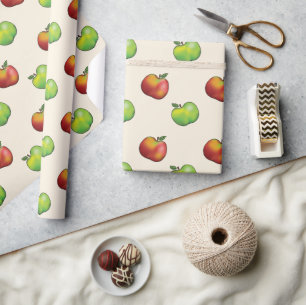 Red And Green Apple Fruits Pattern Wrapping Paper