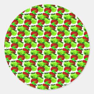 Red and Green apple swatch pattern Classic Round Sticker