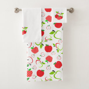 Red and Green Apples Bath Towel Set