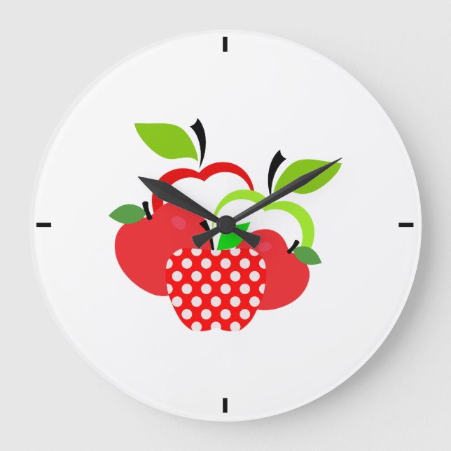 Red and Green Apples Large Clock (Front)