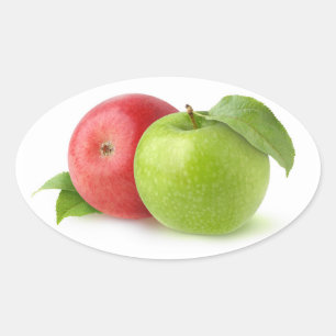 Red and green apples oval sticker