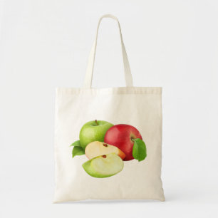 Red and green apples tote bag