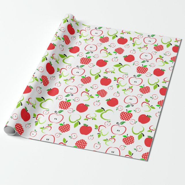 Red and Green Apples Wrapping Paper (Unrolled)