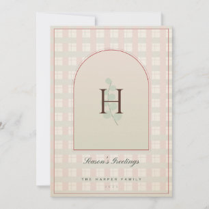 Red and Green Arch Greenery 1 Photo Christmas Card