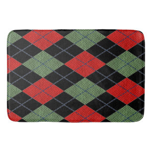 Red And Green Argyle Bath Mat