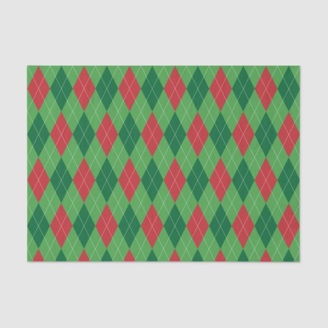 Red and Green Argyle Tissue Paper (Front)